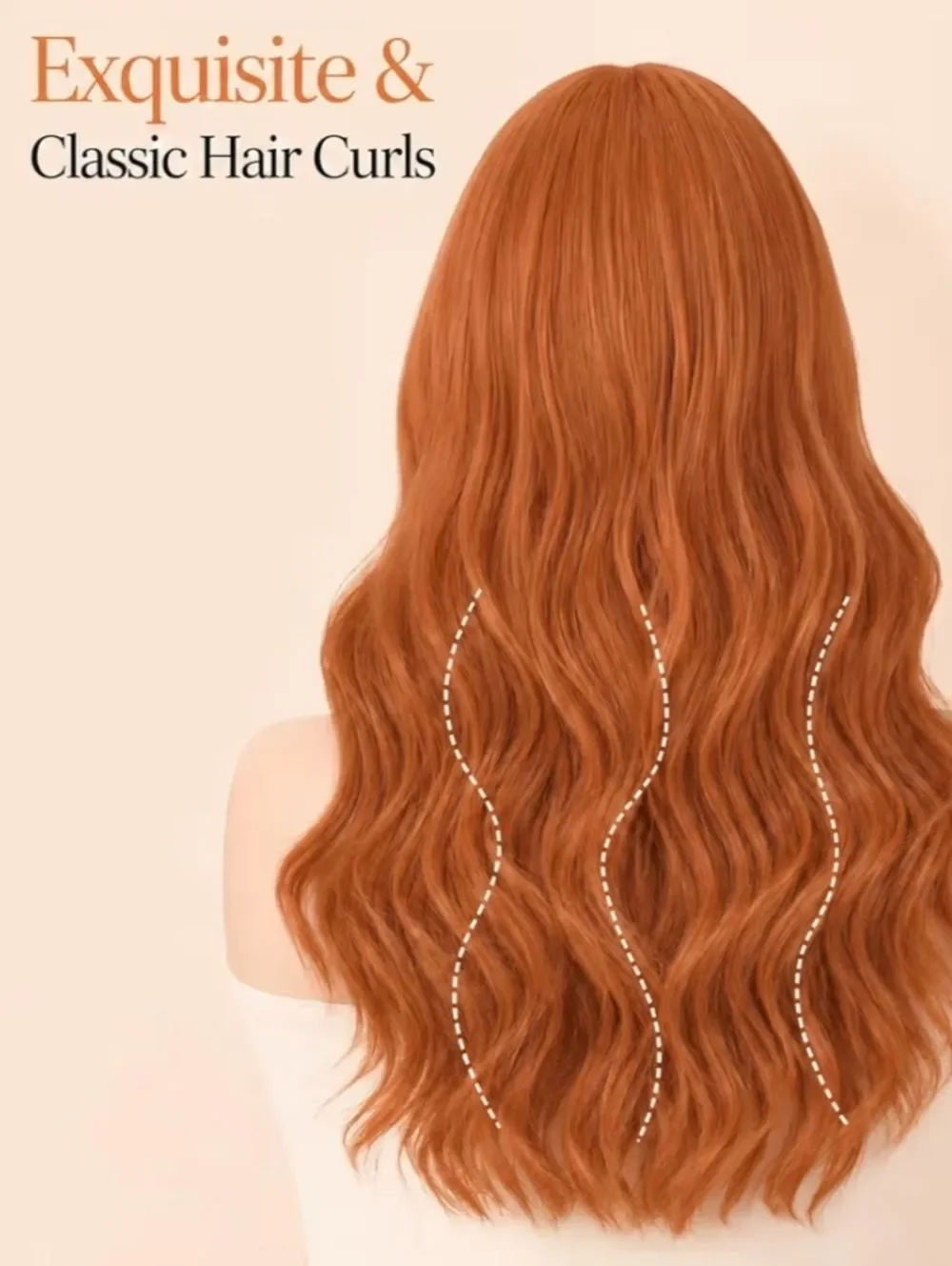 Vibrant Orange Long Wavy Women’s Hair Wig